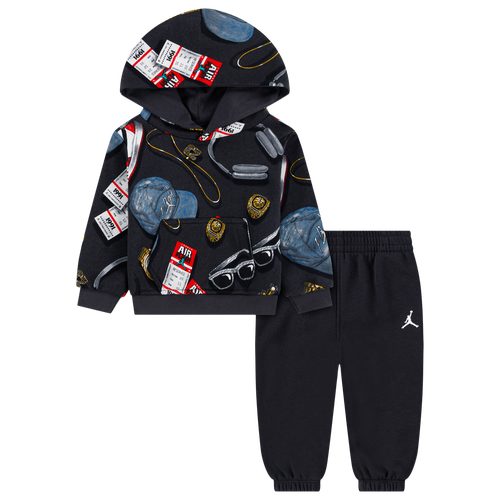 Boys Infant Jordan Play AOP Fleece Pants Set - Boys' Infant Black/White