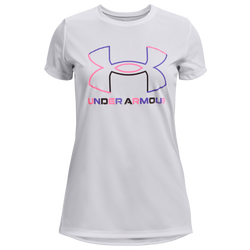 Girls' Grade School - Under Armour Tech S/S T-Shirt - White/Pink Punk/Brilliant Violet