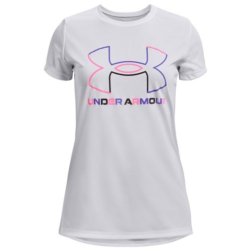 

Girls Under Armour Under Armour Tech S/S T-Shirt - Girls' Grade School White/Pink Punk/Brilliant Violet Size XL