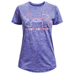 Girls' Grade School - Under Armour Tech S/S T-Shirt - Brilliant Violet/White/Pink Punk