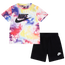 Nike NSW Tie Dye T-Shirt Shorts Set - Boys' Infant Black/White