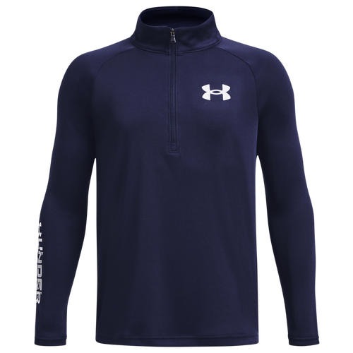 

Boys Under Armour Under Armour Tech Baseline 1/2 Zip - Boys' Grade School Midnight Navy/White Size L