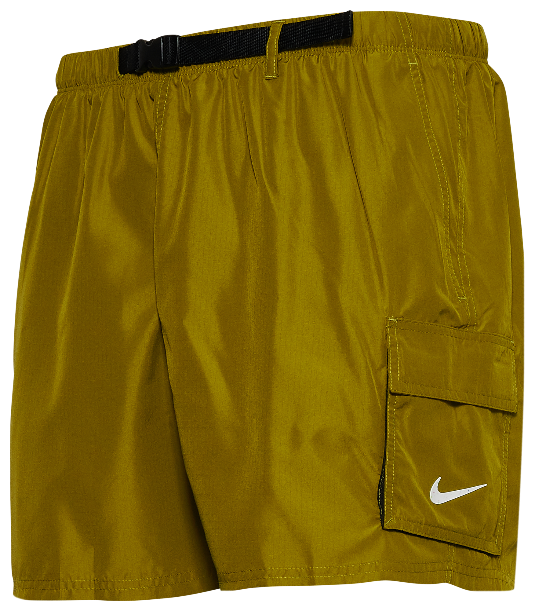 Nike Mens Belted Packable 5 Volley Shorts Mens Olive White Size M