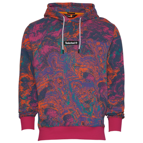 

Timberland Mens Timberland All Over Print Fleece Pullover Hoodie - Mens Black/Pink Size XL
