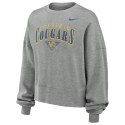 Women's - Nike Phoenix OS Fleece Crew - Heather Gray/Yellow