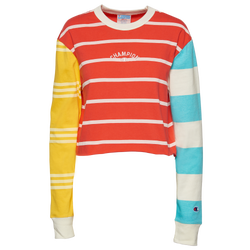 Women's - Champion Striped Long Sleeve Crop T-Shirt  - Multi