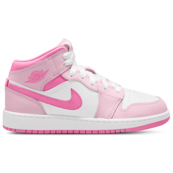 Girls' Grade School - Jordan Jordan 1 Mid  - Pink Foam/Pink Foam/China Rose