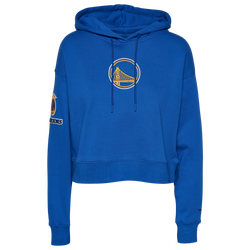 Women's - Pro Standard Warriors NBA Fleece Cropped Pullover Hoodie - Royal Blue/Yellow