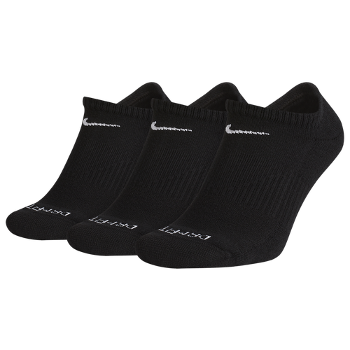 Shop Nike Mens  3 Pack Dri-fit Plus No Show Socks In Black/white