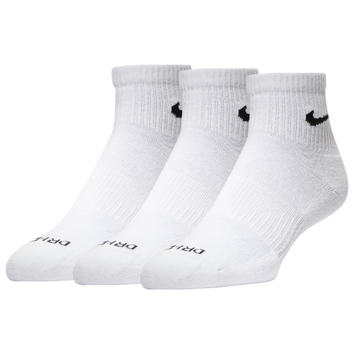 

Nike Mens Nike 3 Pack Dri-FIT Plus Quarter Socks - Mens Black/White Size L