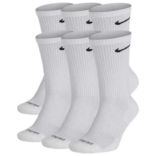 

Men's Nike Nike 6 Pack Everyday Plus Cushioned Socks - Men's White/Black Size M