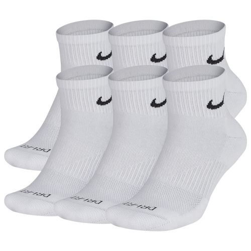 

Nike Mens Nike 6 Pack Dri-FIT Plus Quarter Socks - Mens Black/White Size M