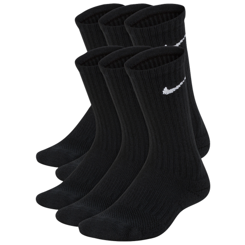

Nike Boys Nike 6 Pack Cushioned Crew Socks - Boys' Grade School Black/White Size M