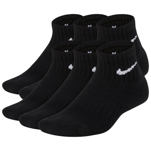 

Nike Boys Nike 6 Pack Cushioned Quarter Socks - Boys' Grade School Black/White Size M