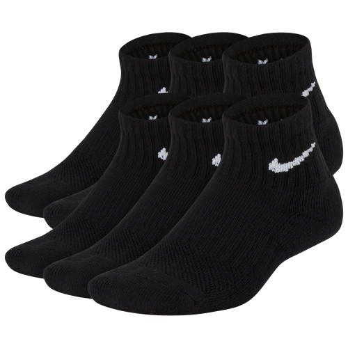 BOYS - Nike 6 Pack Cushioned Quarter Socks - Black/White