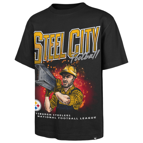 47 Brand Mens Pittsburgh Steelers NFL Pittsburgh Steelers Wild Short Sleeve T-Shirt - - Black