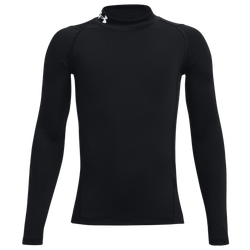 Boys' Grade School - Under Armour HeatGearArmour Mock Long Sleeve - Black/White