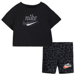 Girls' Infant - Nike Airloom T-Shirt & Bike Shorts - Grey/Black