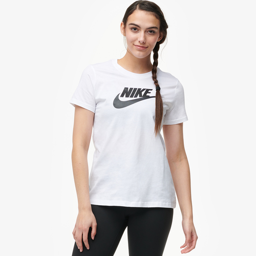 

Nike Womens Nike Essential Icon Futura T-Shirt - Womens White/Black/Black Size M