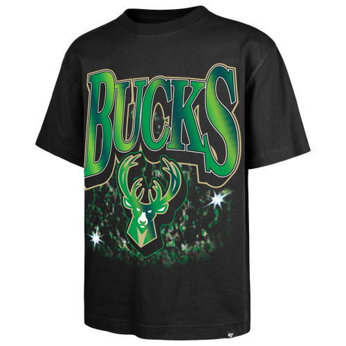47 Brand Mens Milwaukee Bucks Bucks Flashbulb Foundation T-Shirt - - Black