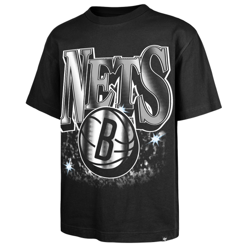 47 Brand Mens Brooklyn Nets Nets Flashbulb Foundation T-Shirt - - Black