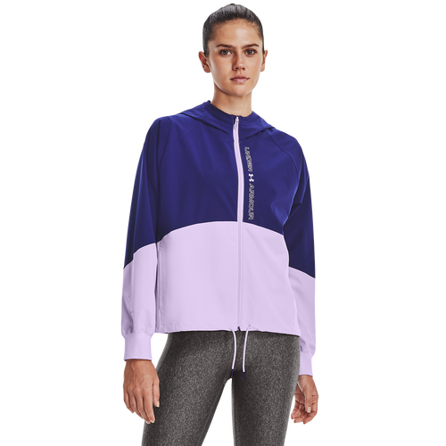 

Under Armour Womens Under Armour Woven Full-Zip Jacket - Womens Sonar Blue/Nebula Purple Size M