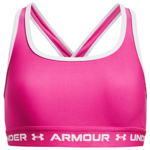 

Girls Under Armour Under Armour Crossback Mid Solid - Girls' Grade School White/Pink Size XL