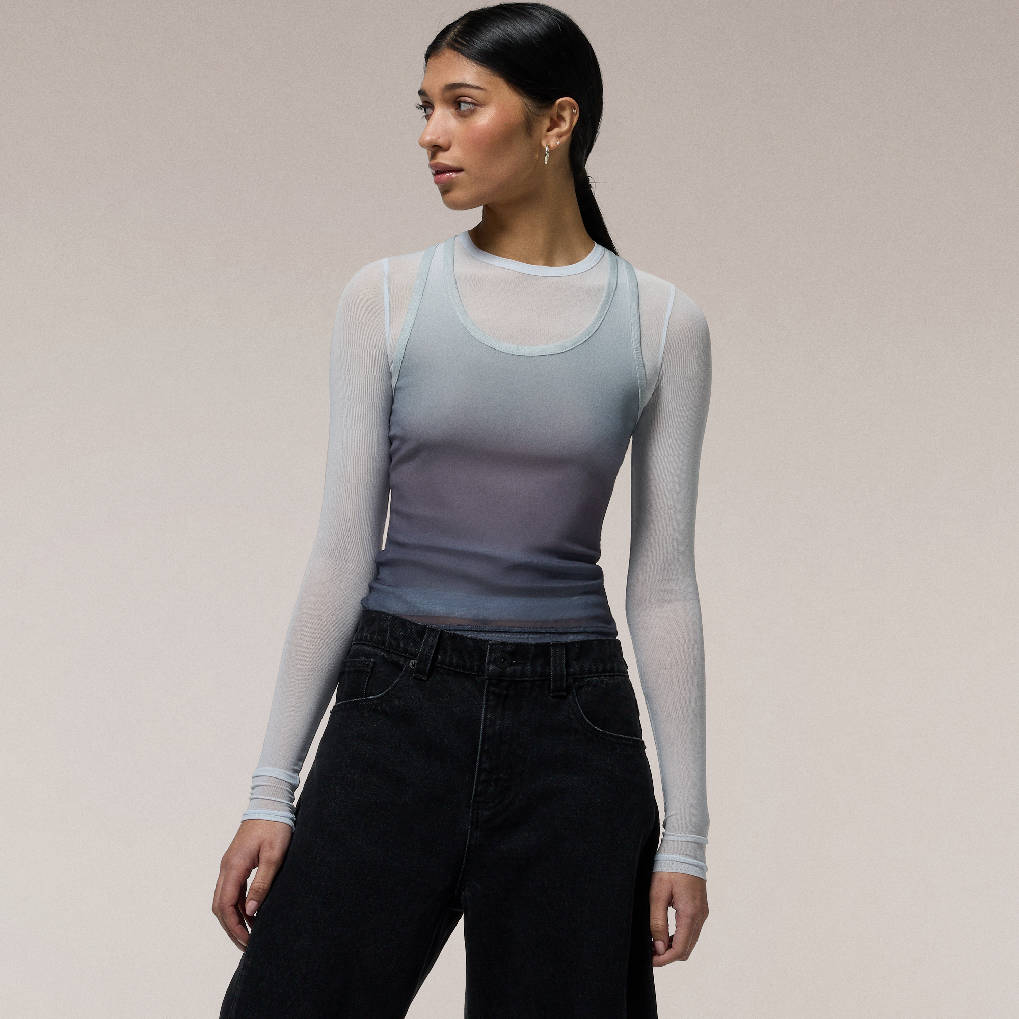 Cozi Long Sleeve Layered Mesh Top - Women's | Foot Locker