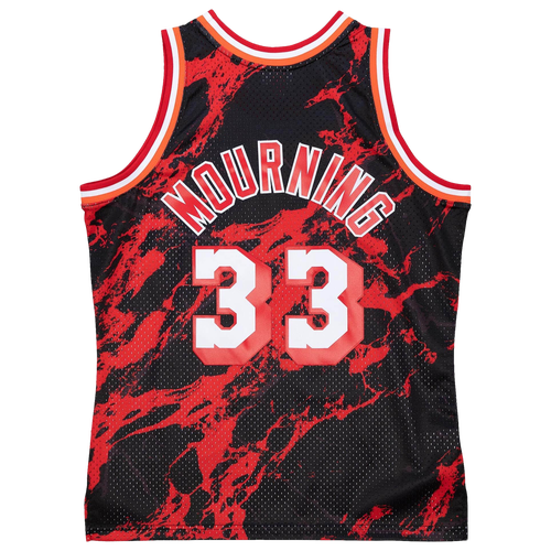 

Mitchell & Ness Mens Alonzo Mourning Mitchell & Ness Heat Marble Jersey - Mens Black Size L