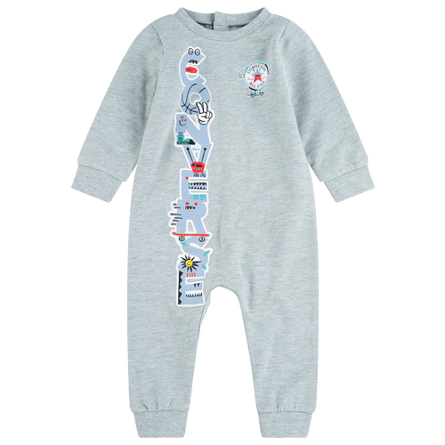 

Boys Infant Converse Converse Fleece Tech Coverall - Boys' Infant Dark Grey Heather/White Size 12MO