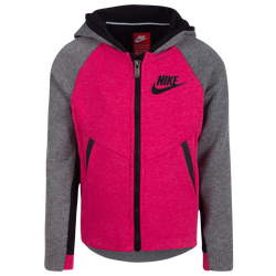 Girls' Preschool - Nike NSW Tech Fleece Hoodie - Rush Pink/Heather Grey
