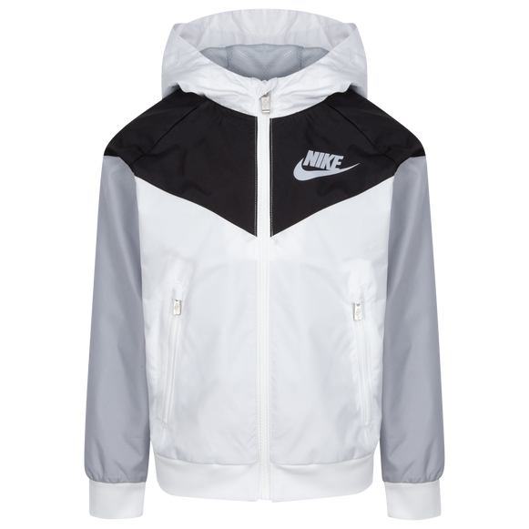 Nike Kids' Boys  Windrunner Jacket In White/black/wolf Grey