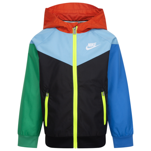 

Boys Preschool Nike Nike Windrunner Jacket - Boys' Preschool Red/Green/Aquarius Blue Size 6