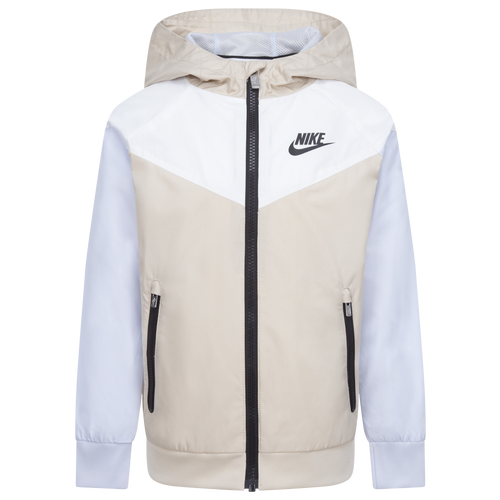 Shop Nike Boys Preschool   Windrunner Jacket In Black/white/sanddrift