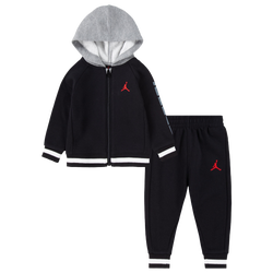 Boys' Infant - Jordan Blocked Rib Full Zip Set - Black/Red