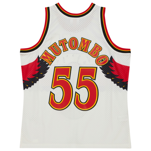 

Mitchell & Ness Mens Dikembe Mutombo Mitchell & Ness Hawks Cream Jersey - Mens Off White/White/White Size S