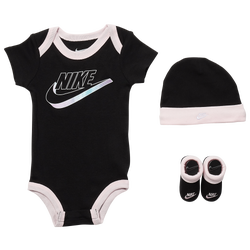 Girls' Infant - Nike Hat Bodysuit Booties 3 Piece Set - Black/Black