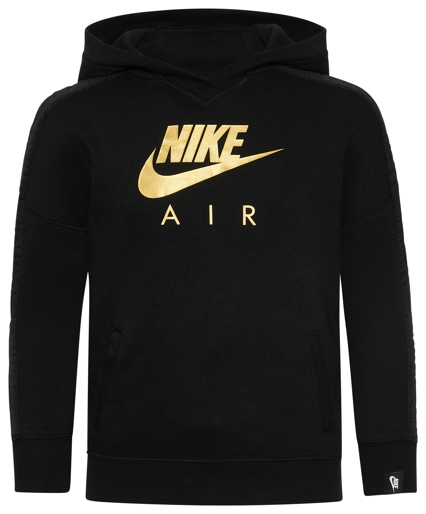 black nike sweatshirt with gold swoosh