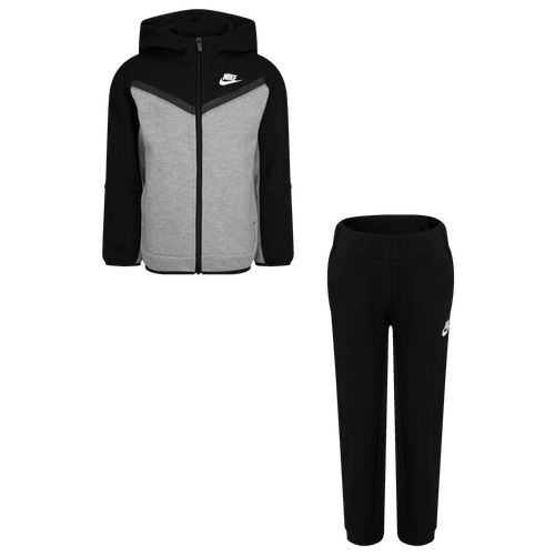 Nike Sportswear Tech Fleece Little Kids' Jacket And Pants Set In Dark Grey Heather,black