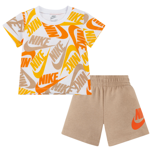 

Boys Infant Nike Nike NSW Futura Toss 2 Piece Shorts Set - Boys' Infant White/Brown Size 18MO