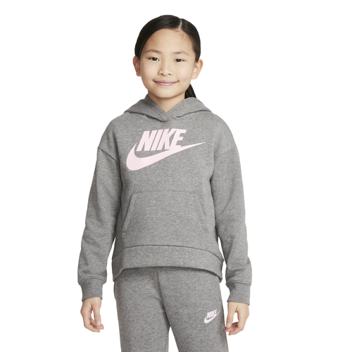 

Nike Girls Nike Club Fleece High Low Pullover - Girls' Preschool Carbon Heather/Black Size 5
