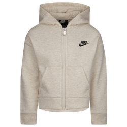 Girls' Preschool - Nike Club Fleece High Low FZ Hoodie - Brown/White