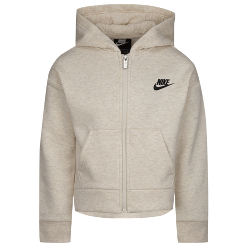 

Nike Girls Nike Club Fleece High Low FZ Hoodie - Girls' Preschool Brown/White Size 6X