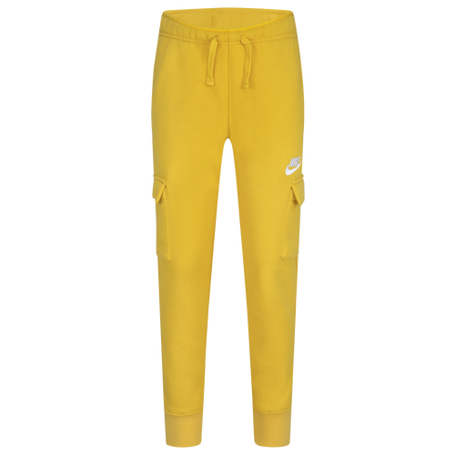 Shop Nike Boys Preschool   Club Fleece Cargo Pants In White/yellow