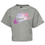 Nike Futura Shine T-Shirt - Girls' Preschool Grey/Grey