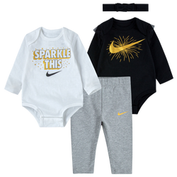 Girls' Infant - Nike 4 Piece Bodysuit Legging Set - Grey/White