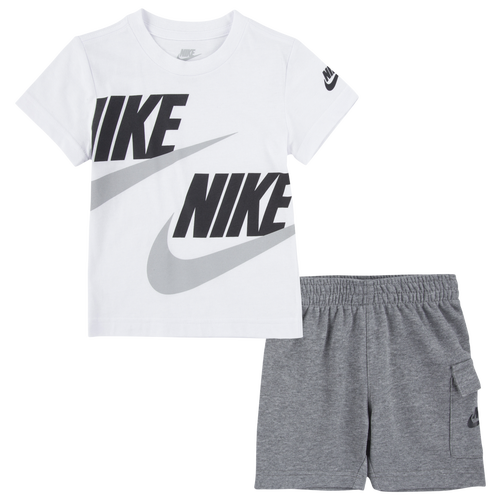 Shop Nike Boys   Nsw Cargo Shorts Set In Carbon Heather/black