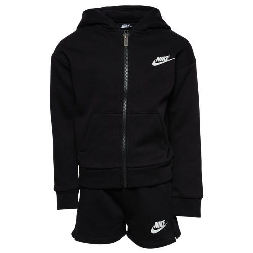Shop Nike Girls  Club Fleece Shorts Set In Black/black