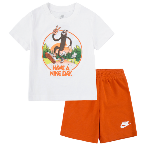 

Boys Nike Nike Swooshsquatch Shorts Set - Boys' Toddler Orange/White Size 2T