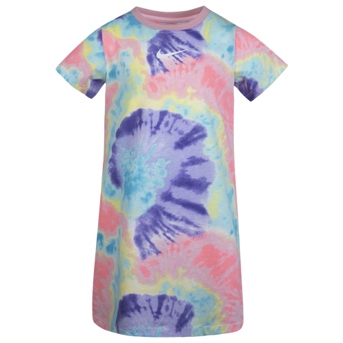 

Nike Girls Nike Tie Dye T-Shirt Dress - Girls' Preschool White/Purple Size 6X